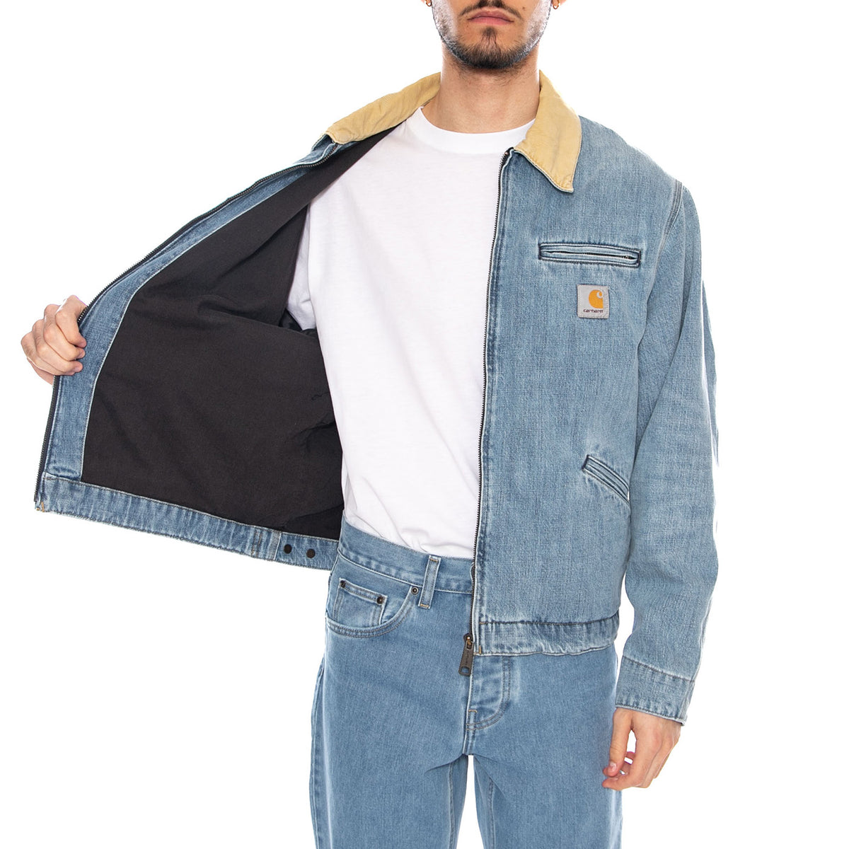 OG Detroit Jacket Blue/Dusty H Brown - Giacca Denim Jeans Uomo Blu I036593 2XNUR CARHARTT WIP 