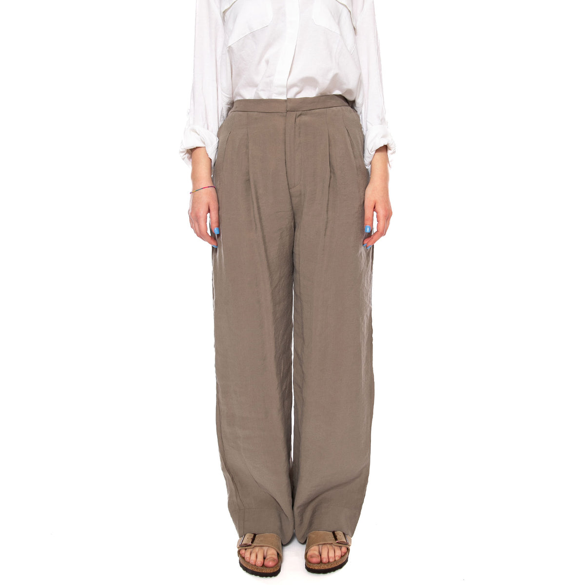 LANA_WS PANT CLAY - Pantaloni Larghi Donna Grigi 331220 905 ELVINE 