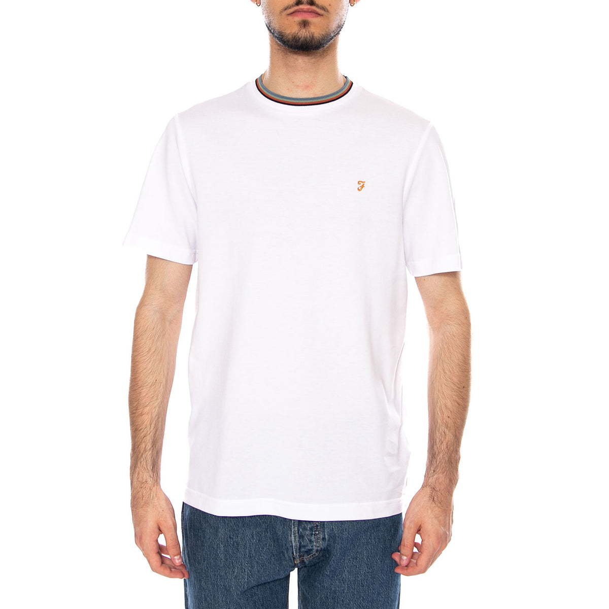 ELTON SS WHITE - Maglietta Girocollo Uomo Bianca F4KFF054 104 FARAH 