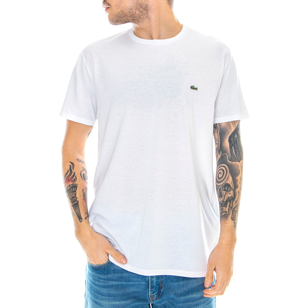 T-Shirt Bianca con Logo Uomo - Lacoste TH6709 001 LACOSTE 