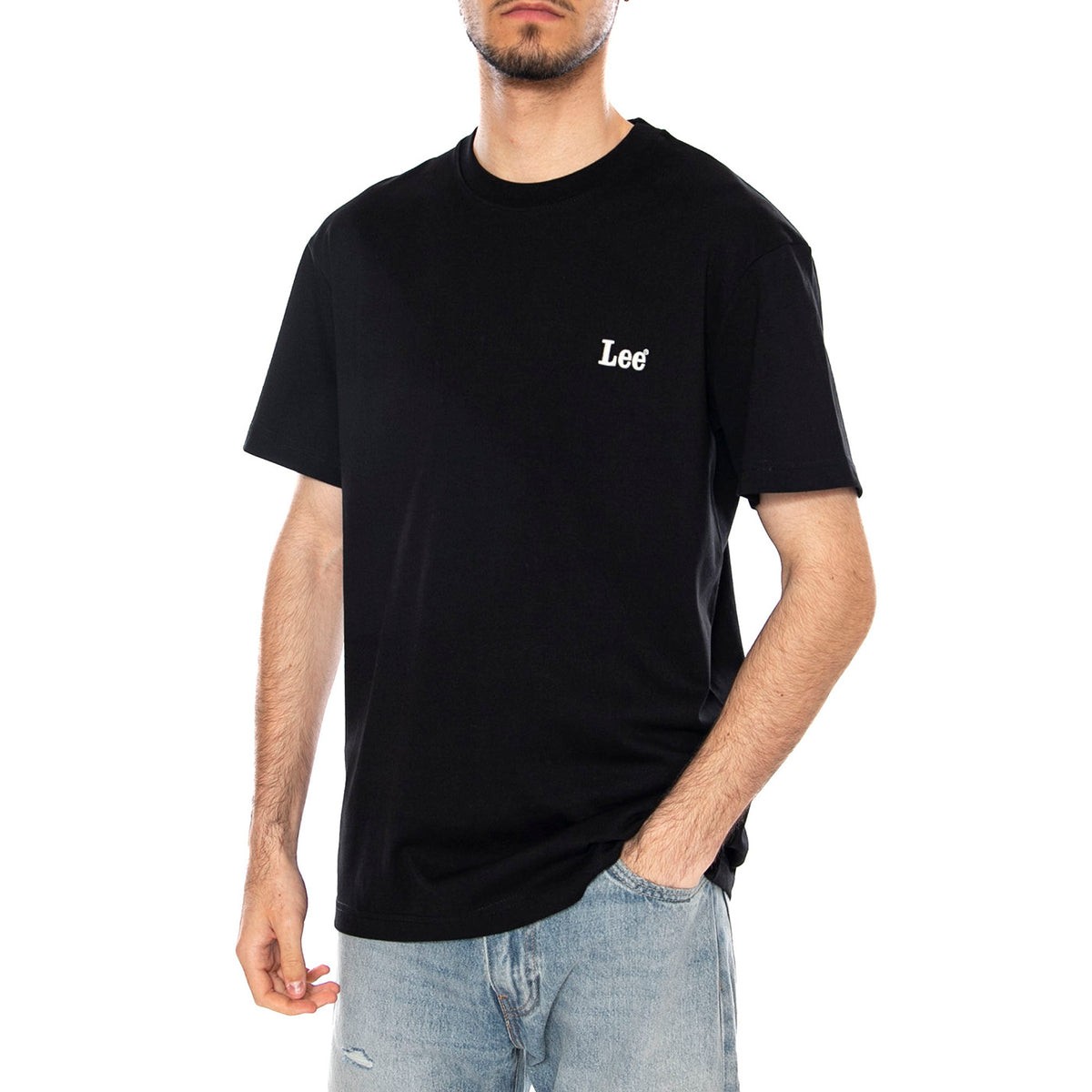SS SMALL LOGO TEE BLACK - Maglietta Girocollo Uomo Nera 112376492 BLK LEE 