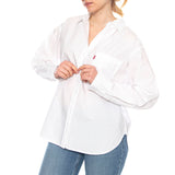 Harlie Boyfriend Shirt - Amari Stripe Chambray Blue 1 Poplin - Camicia Donna Bianca  Donna LEVIS