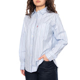 Harlie Boyfriend Shirt - Amari Stripe Chambray Blue 1 Poplin - Camicia Donna Blu  Donna LEVIS