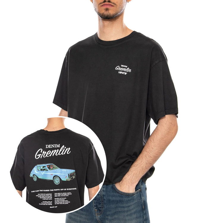 GR BOXY TEE - COASTAL CREATIVE DENIM GREMLIN JET BLACK - Maglietta Girocollo Uomo Nera 004H0 0019 LEVIS 