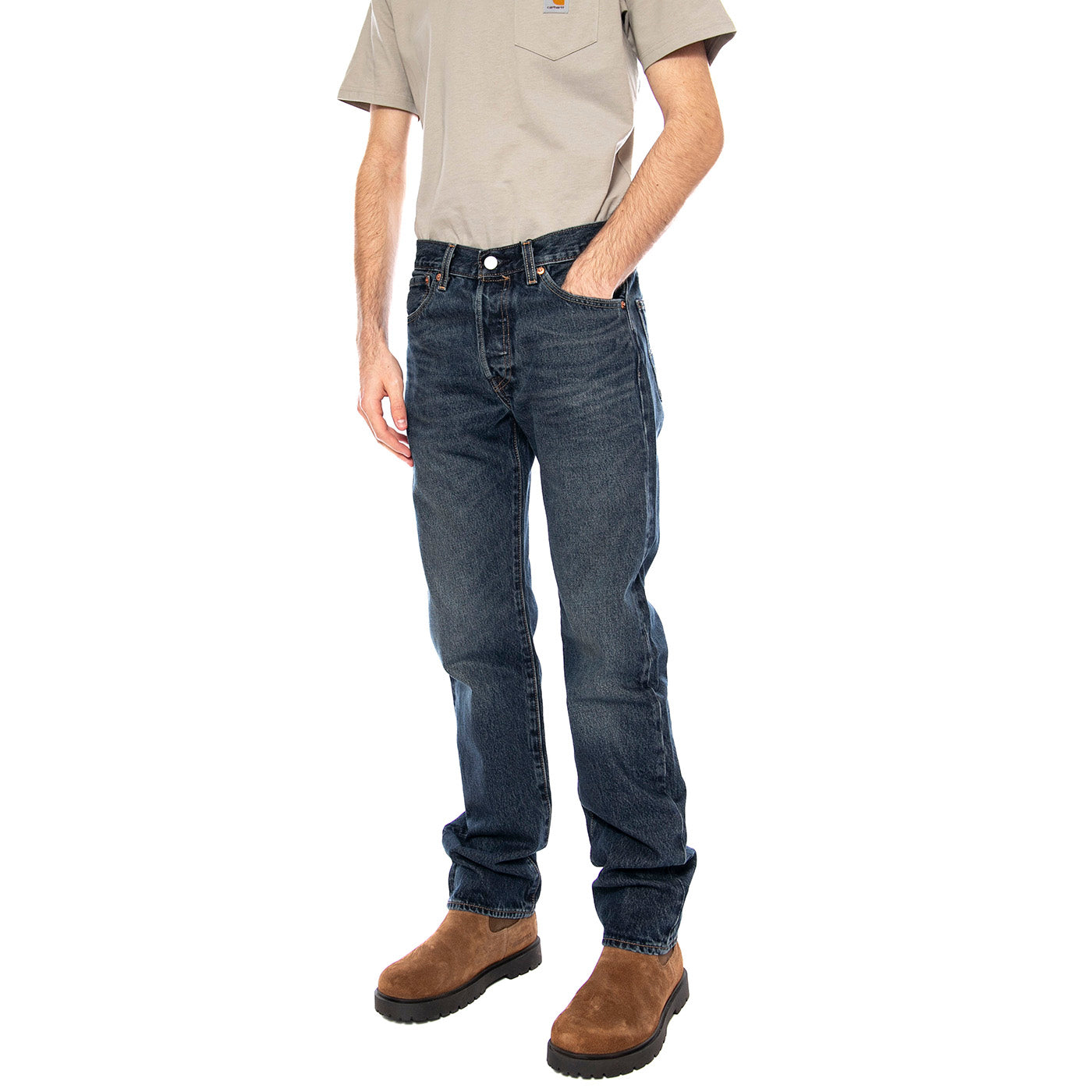 501® Levi's® Original - Chill White - Denim Jeans Uomo Blu Scuro 00501 3852 LEVIS 