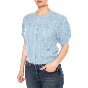Pauline Pointelle Ss Cardi - Glacier Lake Novelty Stitch - Cardigan Maniche Corte Donna Verde 005A8 0001 LEVIS 