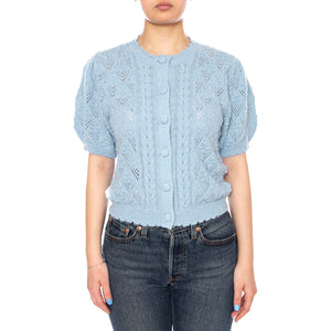 Pauline Pointelle Ss Cardi - Glacier Lake Novelty Stitch - Cardigan Maniche Corte Donna Verde 005A8 0001 LEVIS 