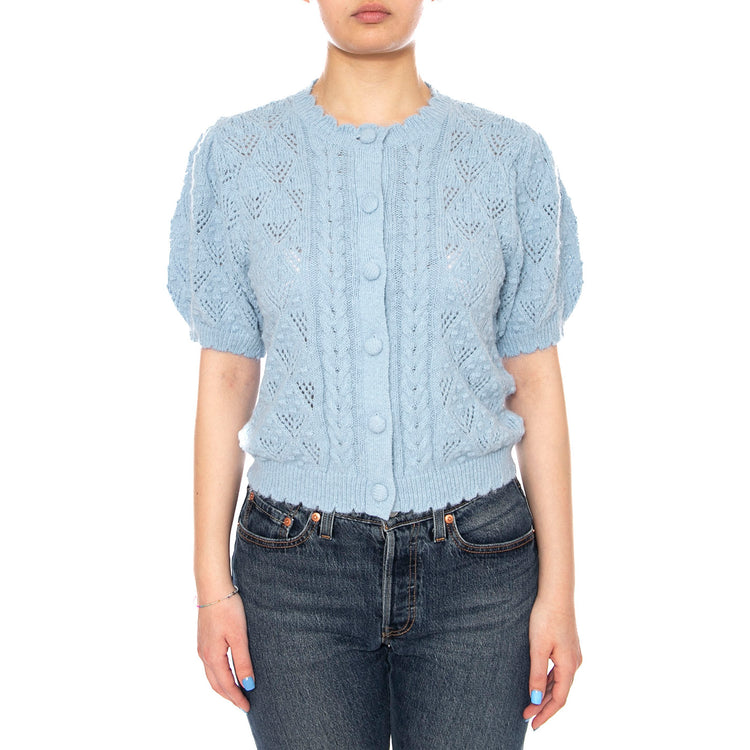 Pauline Pointelle Ss Cardi - Glacier Lake Novelty Stitch - Cardigan Maniche Corte Donna Verde 005A8 0001 LEVIS 