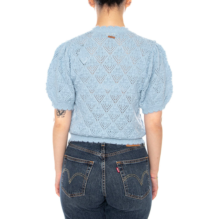 Pauline Pointelle Ss Cardi - Glacier Lake Novelty Stitch - Cardigan Maniche Corte Donna Verde 005A8 0001 LEVIS 