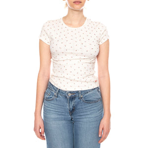 Dry Goods Tee - Abbey Ditsy Coral Blush Pointelle - Maglietta Girocollo Donna a Pois 005IM 0007 LEVIS 