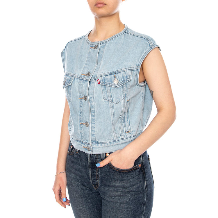 GILET TRUCKER LIGHTWEIGHT SHRUNKEN - Gilet Denim Jeans Donna Blu 005NP0001  LEVIS 