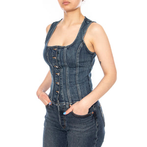 SCULPTED TOP DENIM - Top Denim Jeans Donna Blu 005O30001  LEVIS 