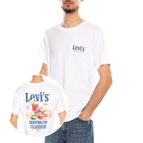 SS Relaxed Fit Tee - Coastal Creative Fresh And Smooth Pumice Stone - Maglietta Girocollo Uomo Bianca con Stampa  Uomo LEVIS