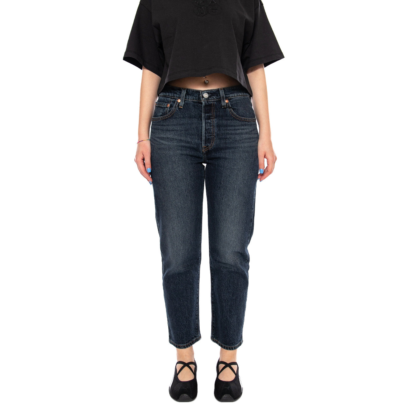 501 CROP APPLY NOW BLUE - Pantaloni Denim Jeans Aderenti Donna Blu 36200 0342 LEVIS 