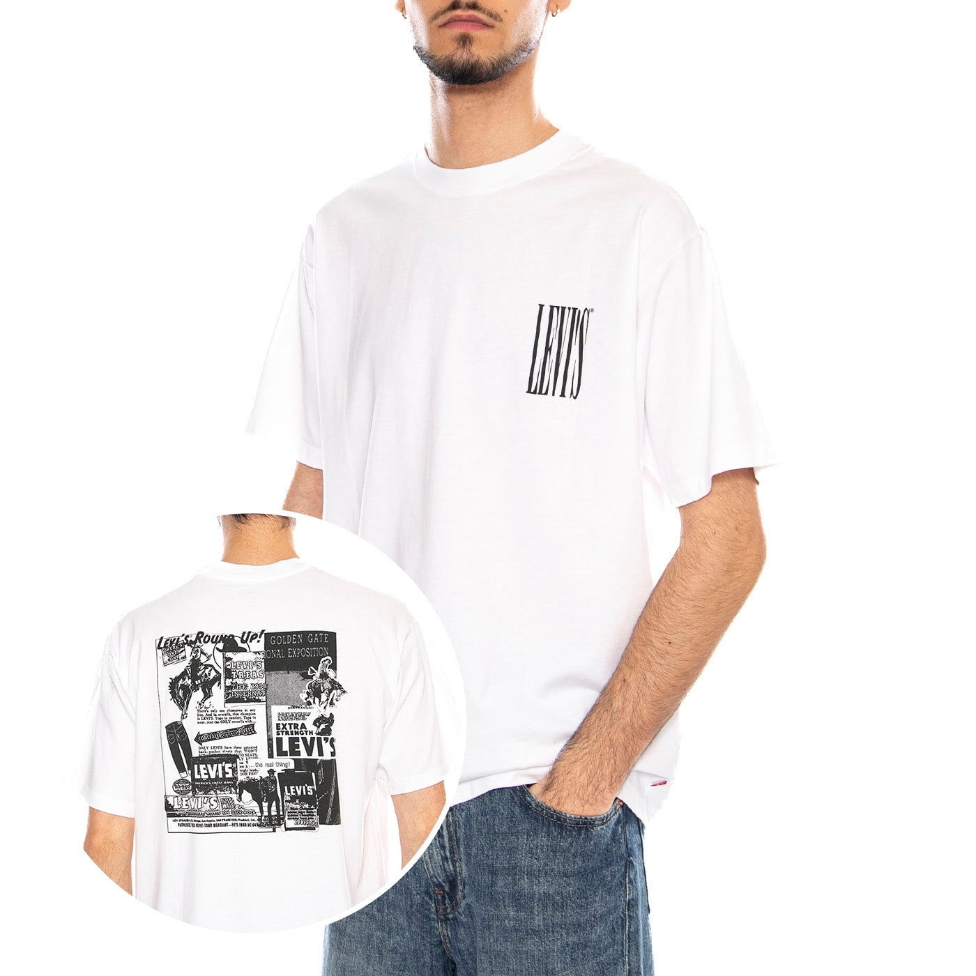 Vintage Fit Graphic Tee - Americas Finest Overalls - Jet Black - Maglietta Girocollo Uomo Bianca 87373 0394 LEVIS 