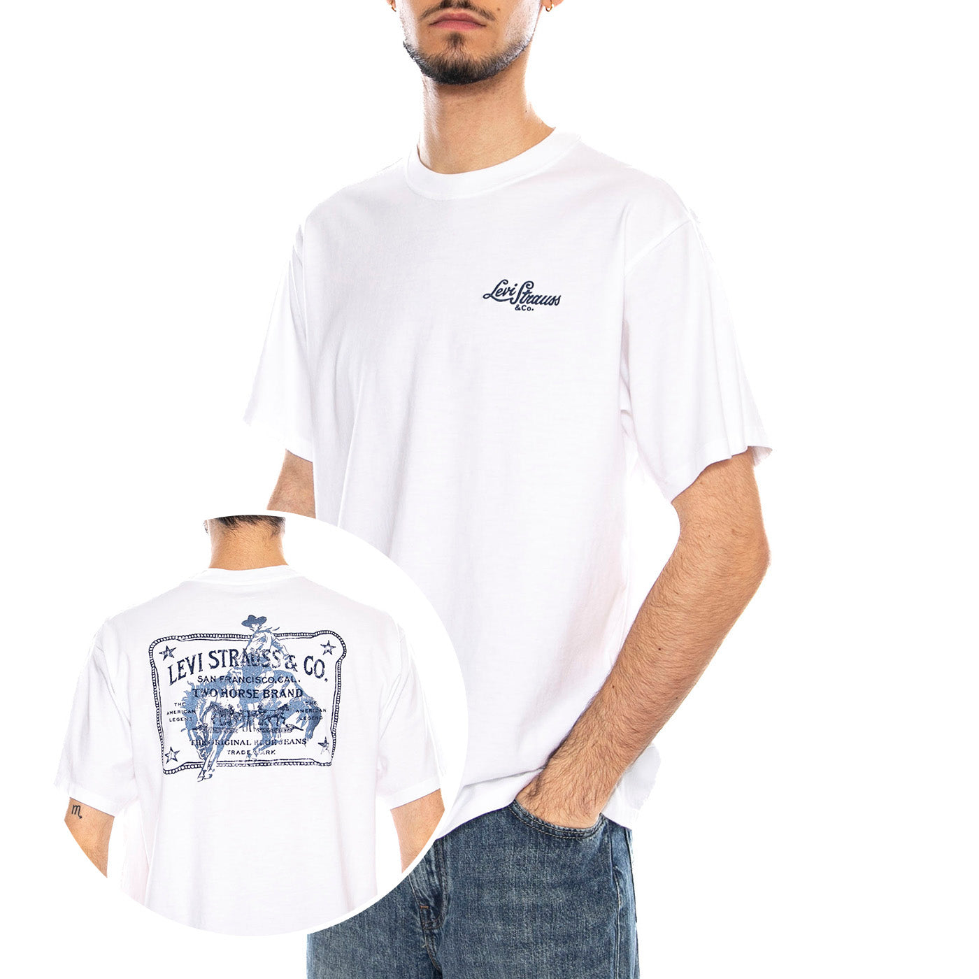 Vintage Fit Graphic Tee - Americas Finest Overalls - Jet Black - Maglietta Girocollo Uomo Bianca 87373 0417 LEVIS 