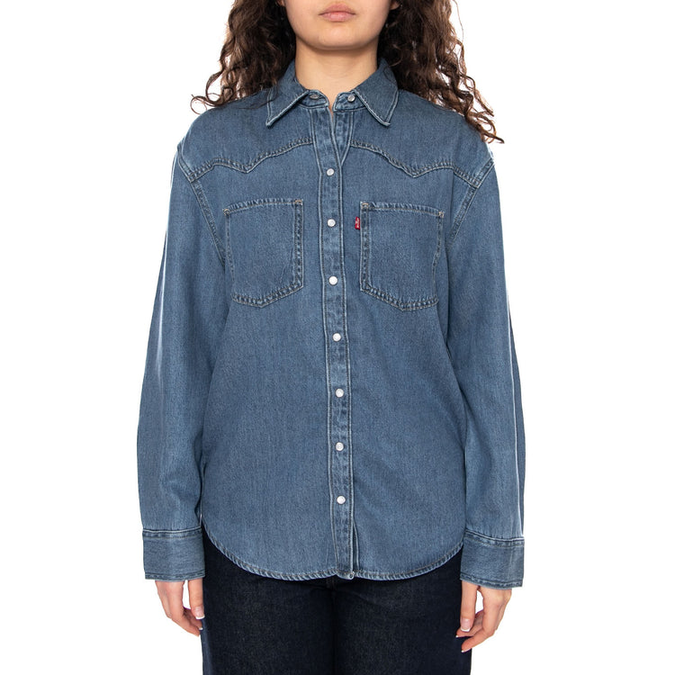 TEODORA WESTERN SHIRT GOING STEADY 7 Med Indigo - Giacca Denim Jeans Donna Blu A7244 0006 LEVIS 