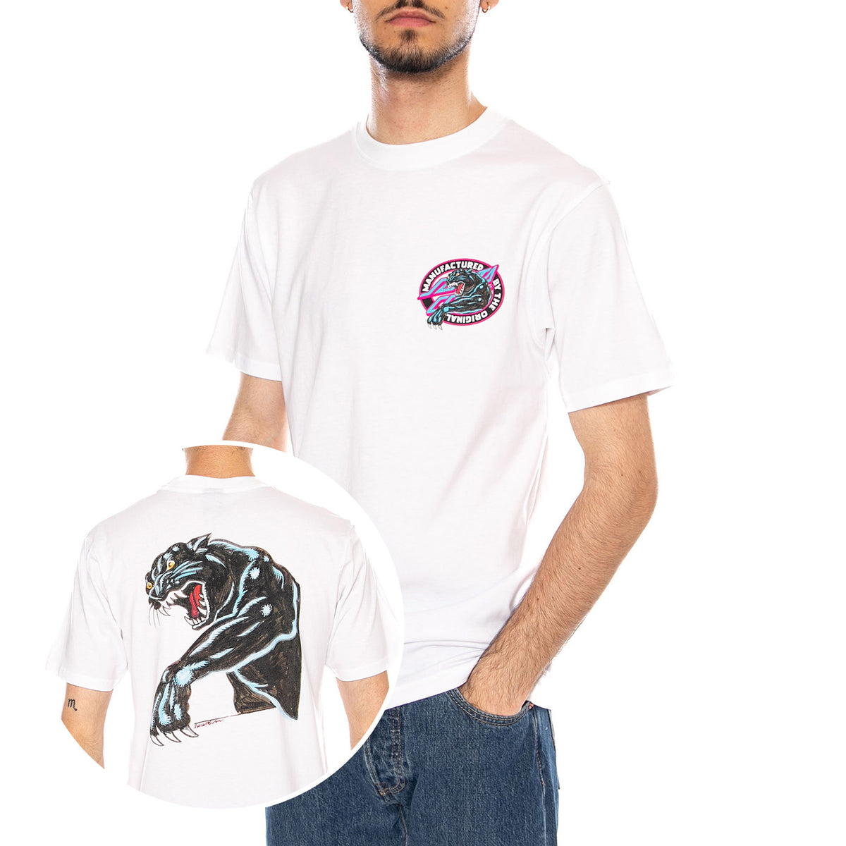 NATAS SKETCH PANTHER T-SHIRT - Maglietta Girocollo Uomo Bianca SCA-TEE-13275 WHT SANTA CRUZ 