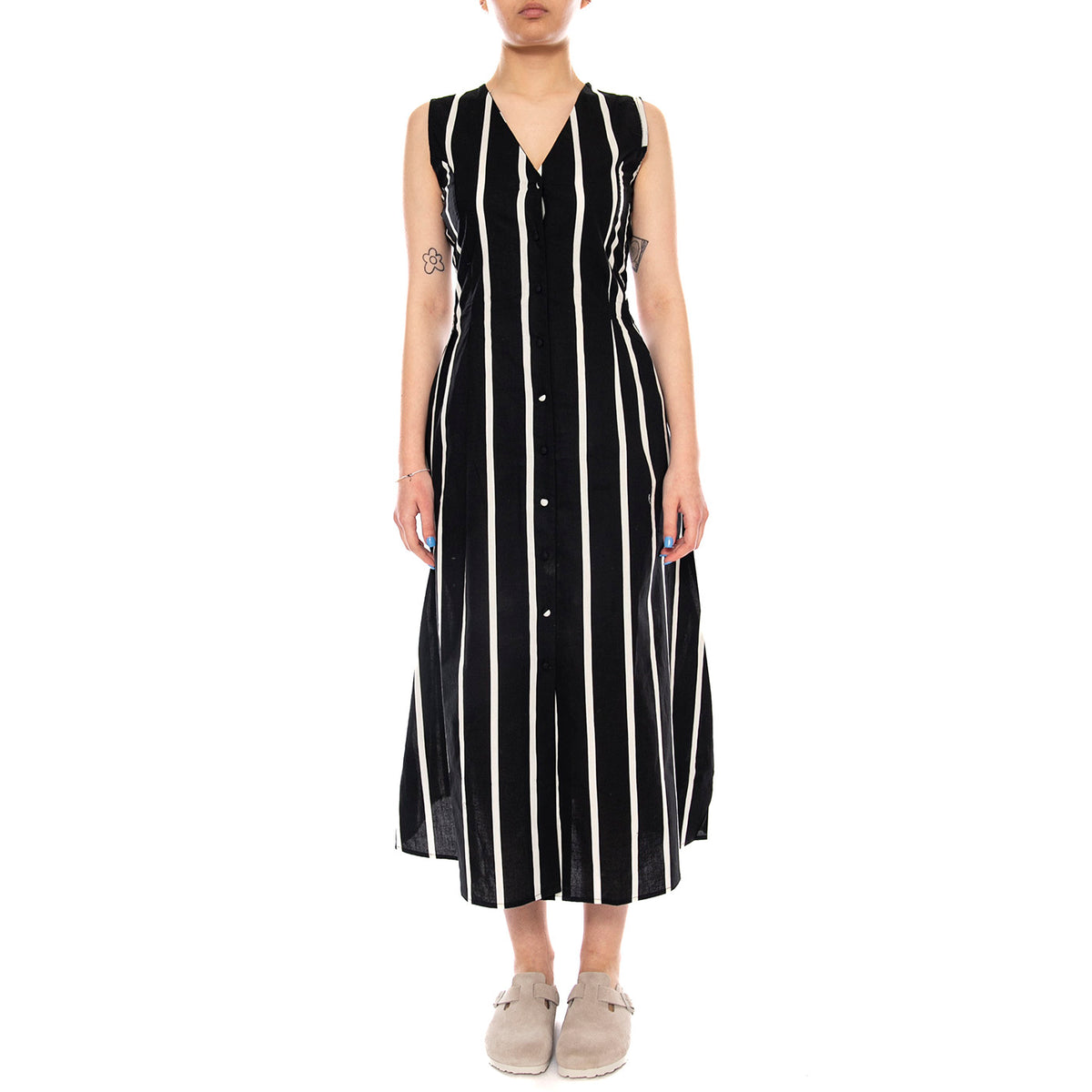 VESTIDO MIDI CON ESTAMPADO GRIMAUD BLACK - Abito Donna Midi Nero 61W/41223 BLK WILD PONY 