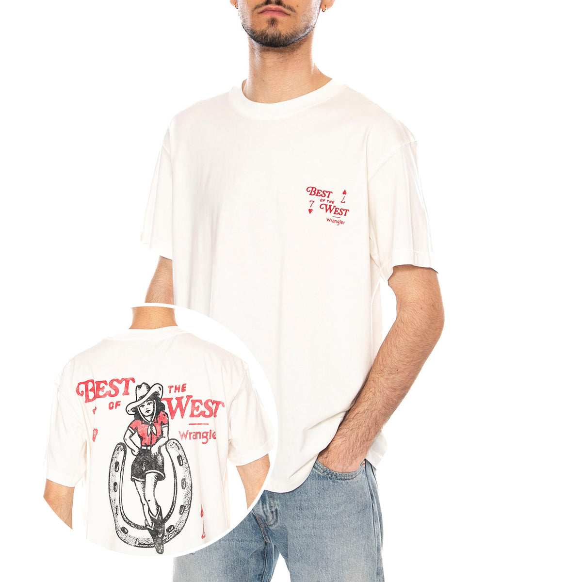 VINTAGE TEE WORN WHITE - Maglietta Girocollo Uomo Bianca 112378006 WHT WRANGLER 