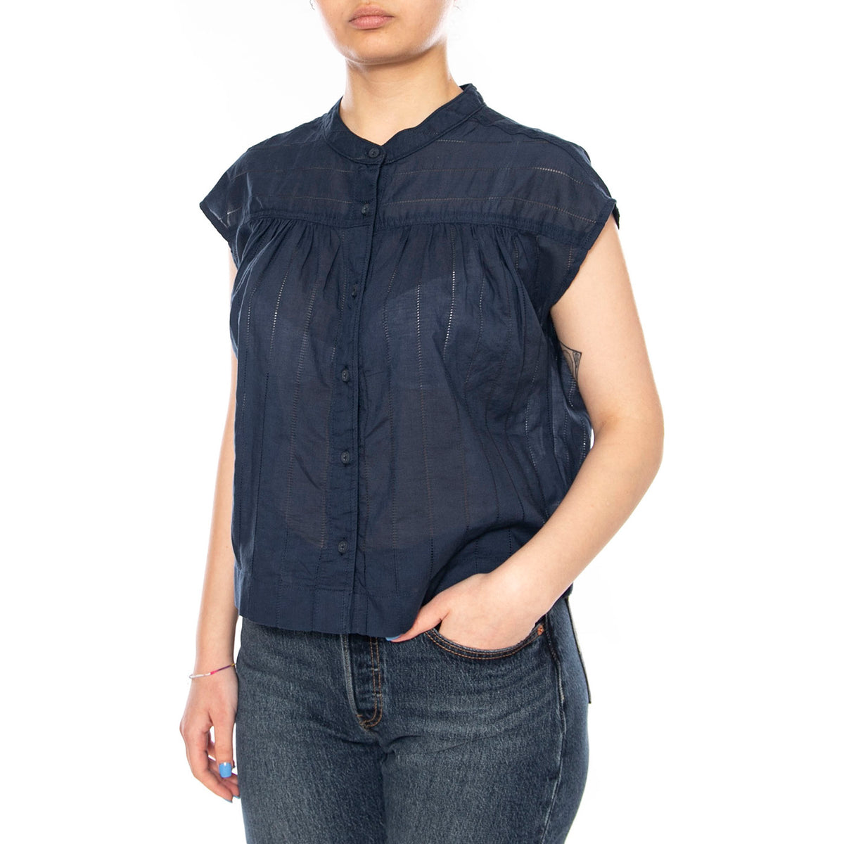DROP SHOULDER SHIRT NAVY - Top Donna Blu 112378148 BL WRANGLER 