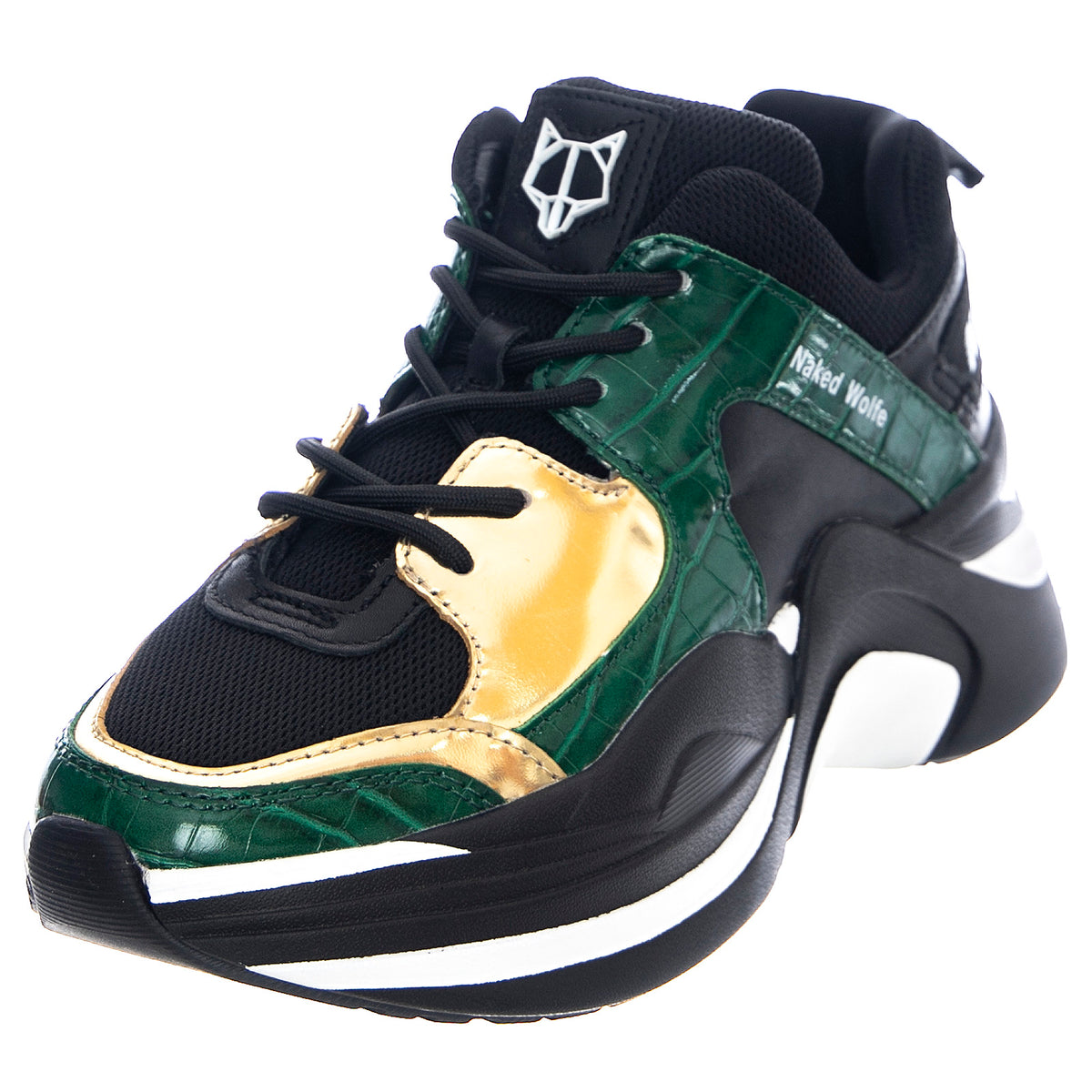 Track Sneakears - Green Croco - Scarpe Profilo Basso Donna Nere / Verdi NWSTRACK-GRNCR . NAKED WOLFE 