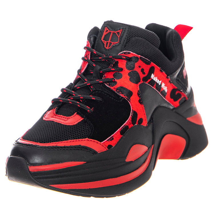 Track Sneakers - Red / Red Leopard / Black - Scarpe Profilo Basso Donna Multicolore NWSTRACK-REDRED . NAKED WOLFE 