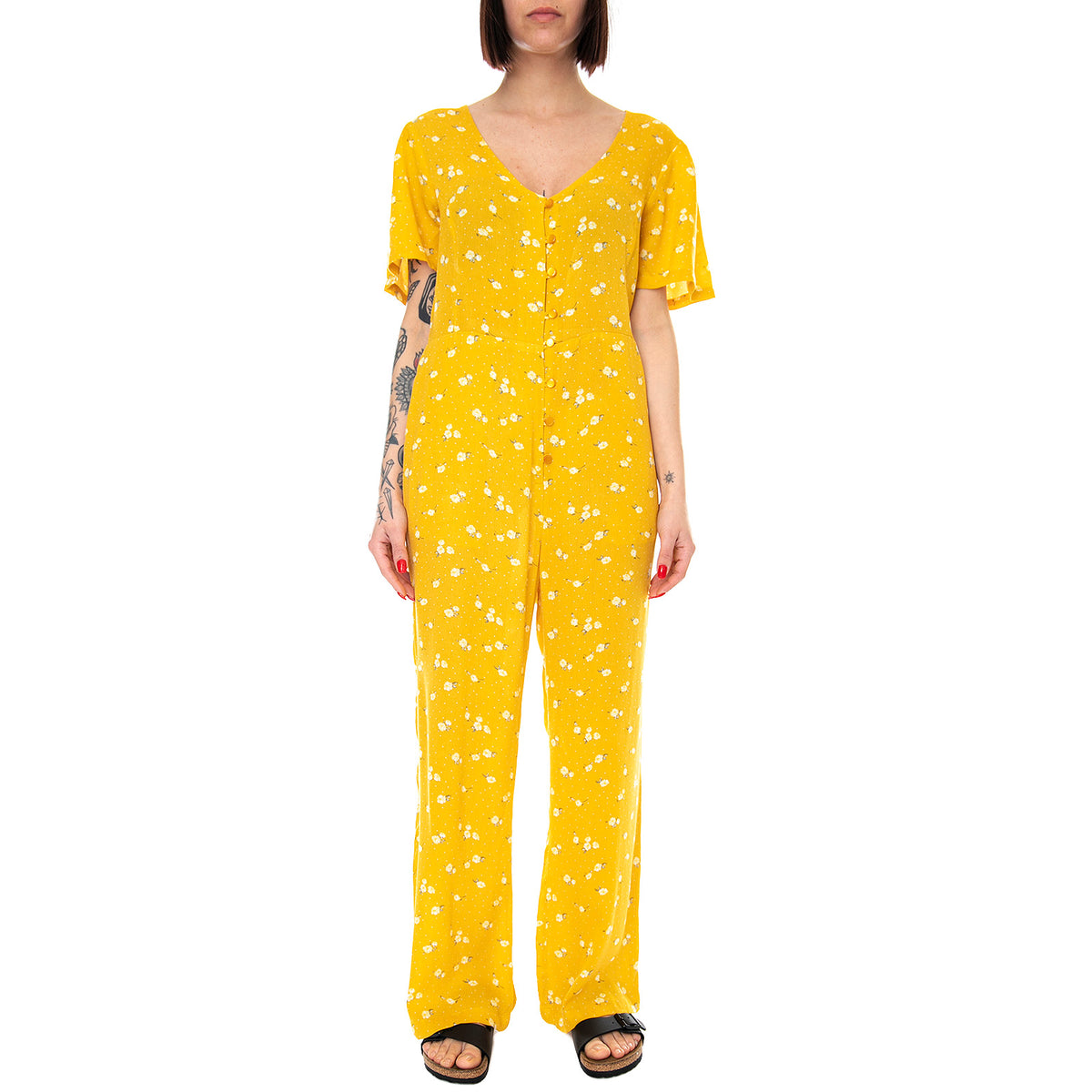 Womens Clover Romper Playsuit - Gold / Multi - Tuta Donna Gialla 242020084-GLD . OBEY 