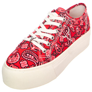Womens Ruby Bandana Shoes - Red - Scarpe Stringate Profilo Basso Donna Rosse WSPRUBY-REDB . WINDSOR SMITH 