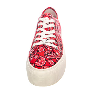 Womens Ruby Bandana Shoes - Red - Scarpe Stringate Profilo Basso Donna Rosse WSPRUBY-REDB . WINDSOR SMITH 