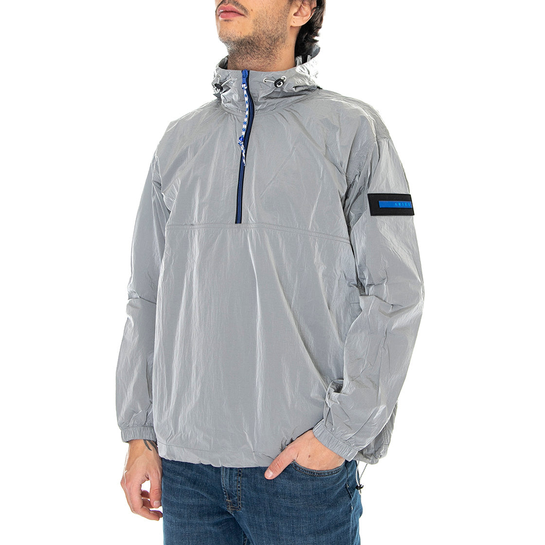 Windbreaker - Giacca con Cappuccio Uomo Grigia FRAR71100-GR . ARIES 