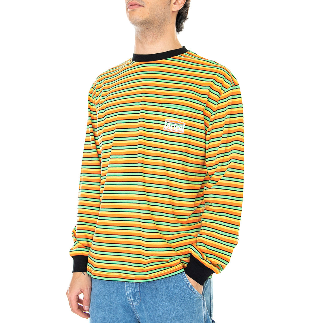 Striped - Maglietta Girocollo Uomo Gialla / Multicolore SRAR60021-YLW . ARIES 