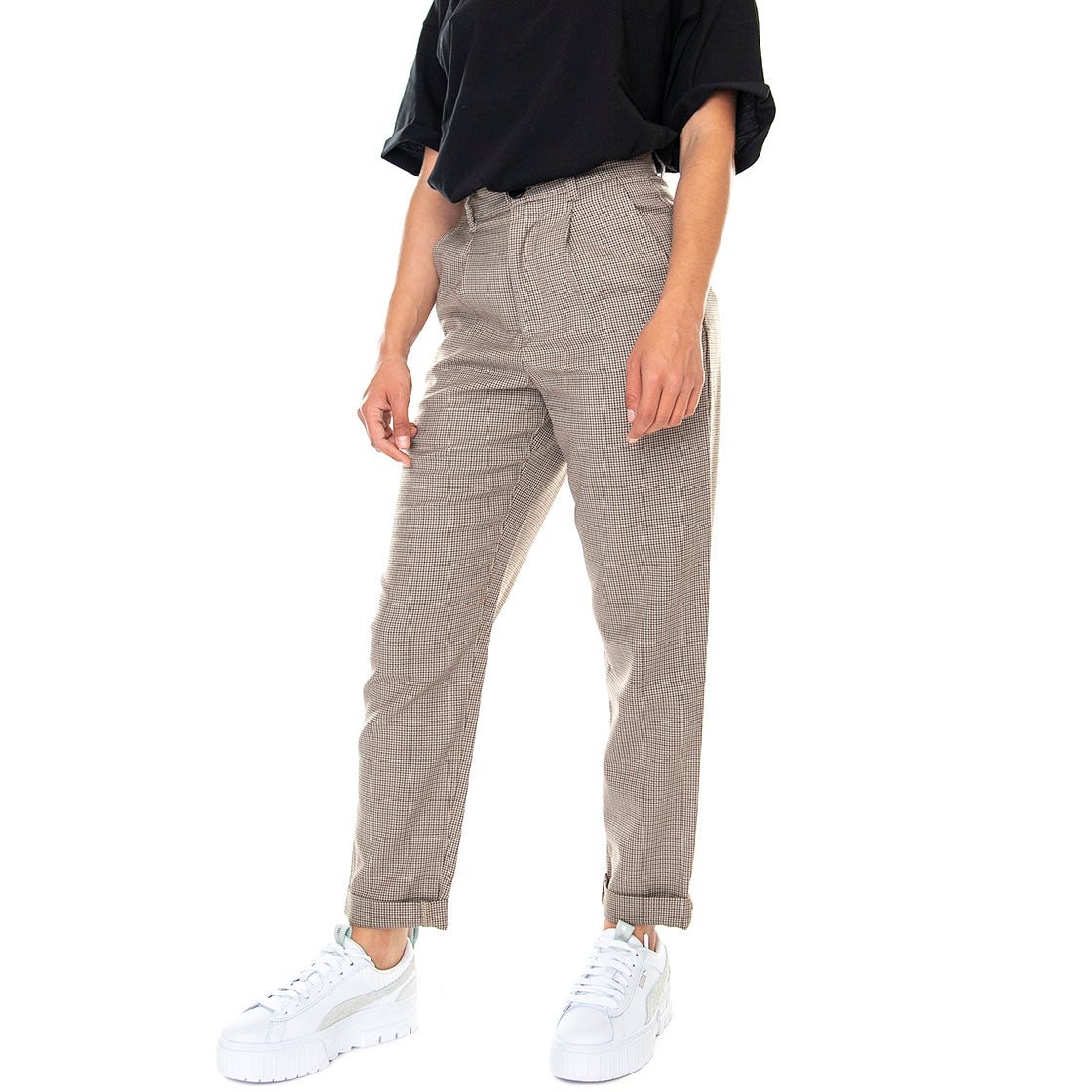 W' Pullman Ankle Pant Lewi Houndstooth H Brown Rigid - Pantaloni Donna Marroni I027401.07I.01.00 . CARHARTT WIP 