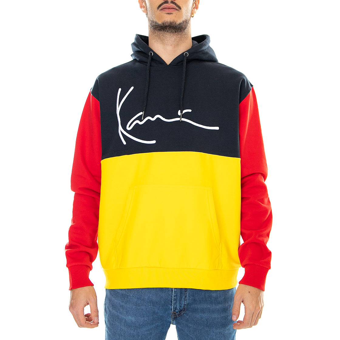 Signature Block Teddy - Felpa con Cappuccio Uomo Gialla / Blu / Rossa / Multicolore KRCKM213-086-1 . KARL KANI 