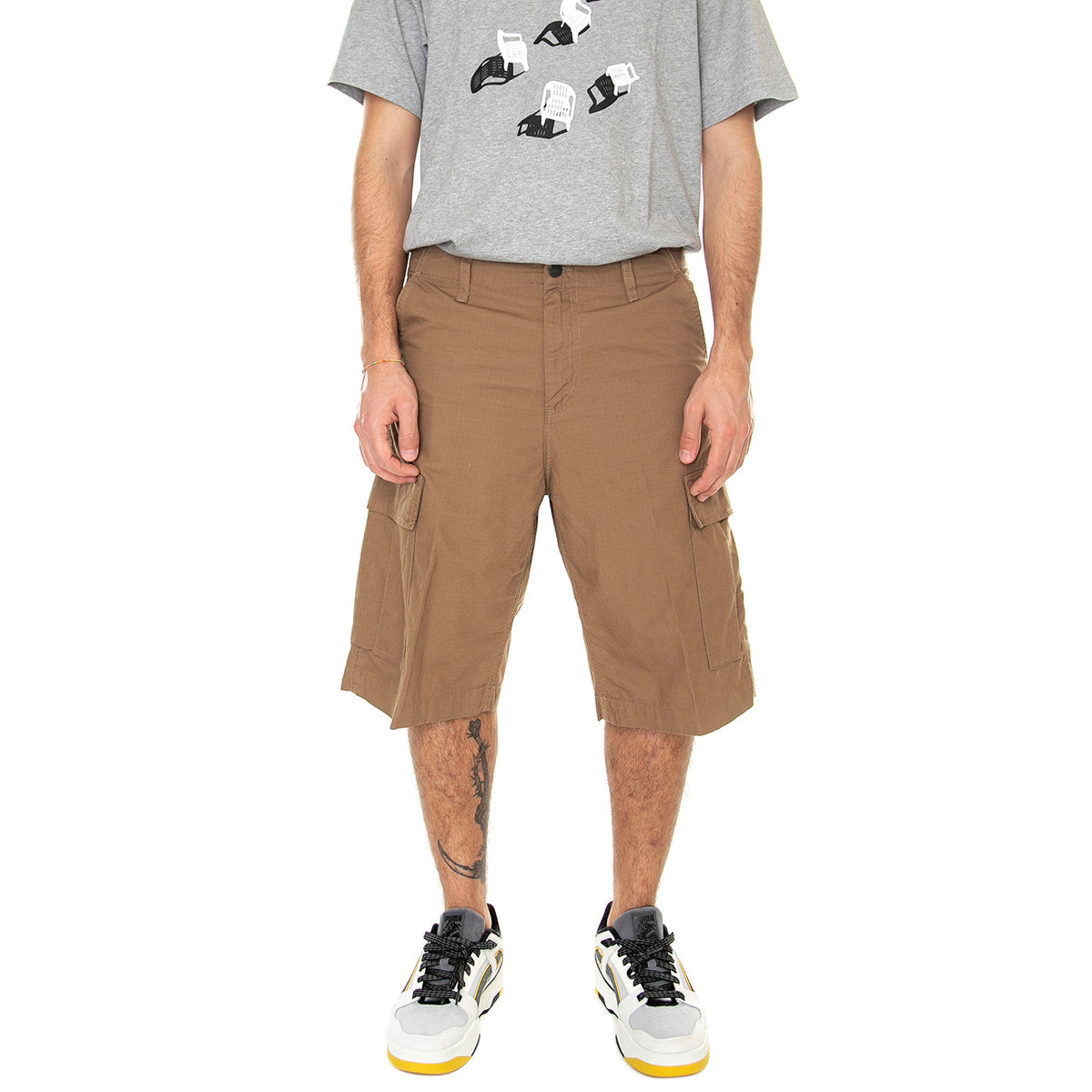 Regular Cargo Short Buffalo Rinsed - Bermuda Cargo Uomo Marroni I028246-1CM02 . CARHARTT WIP 