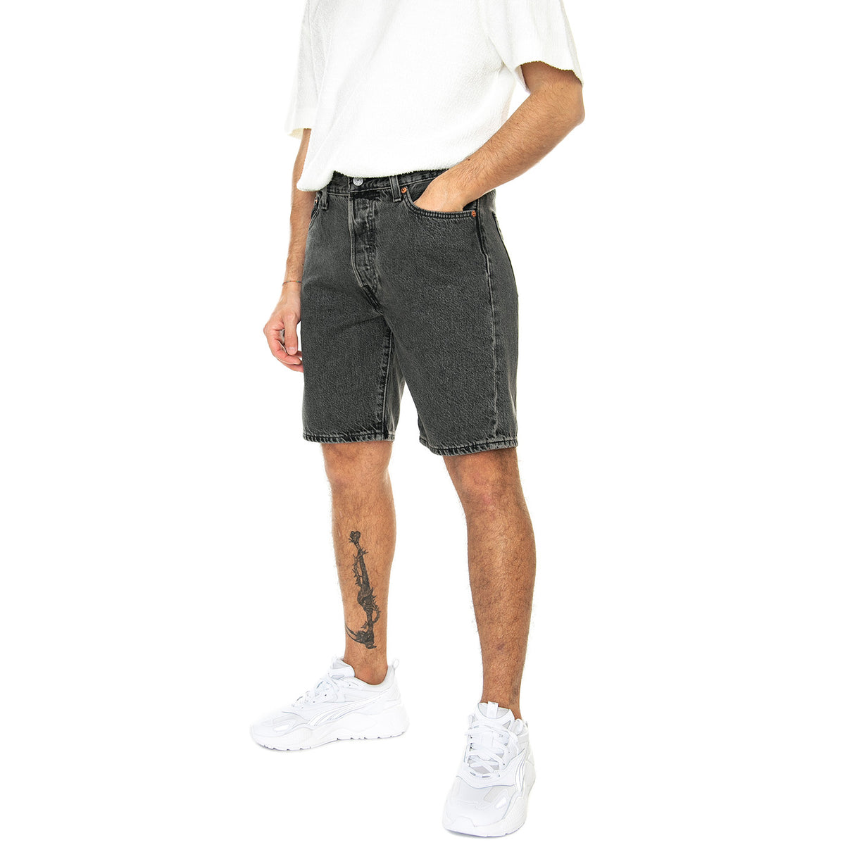 501 Original Short Permanent Marker Short Grey - Bermuda Denim Jeans Uomo Grigi 36512-0165 . LEVIS 