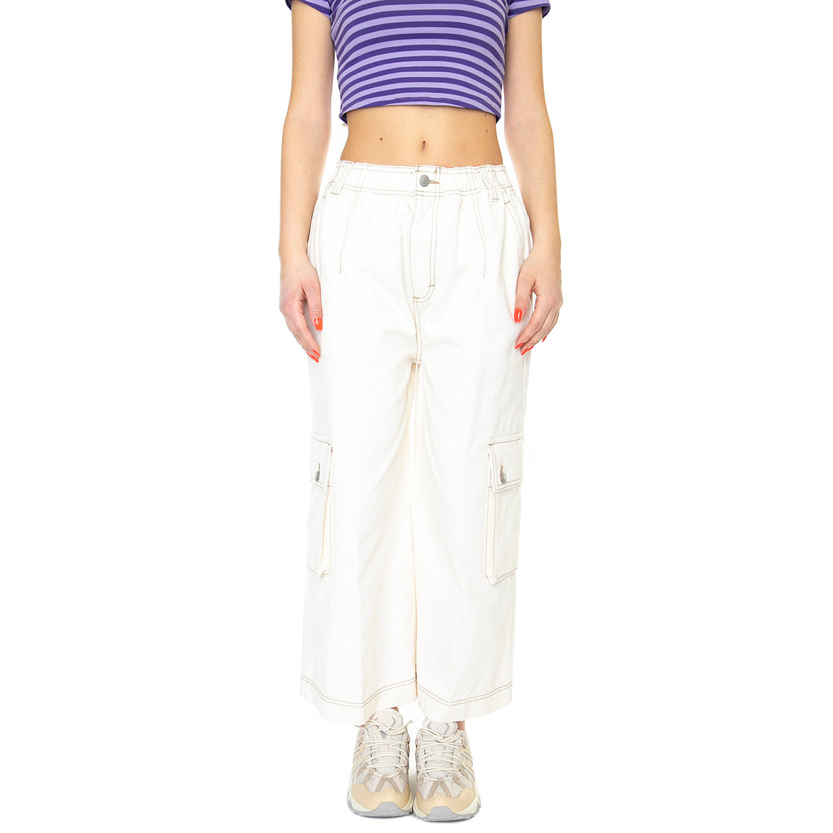 Hazel II Cropped Wide Pant Unbleached - Pantaloni Donna Beige 242000115-UBL . OBEY 