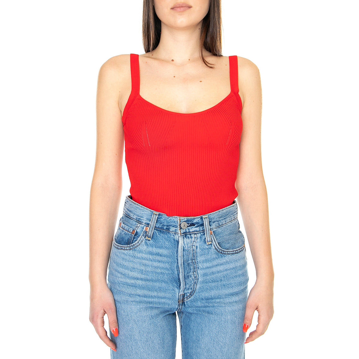 Top de Tirantes en Canalé Rojo - Canotta Donna Rossa 31W/10207 . WILD PONY 