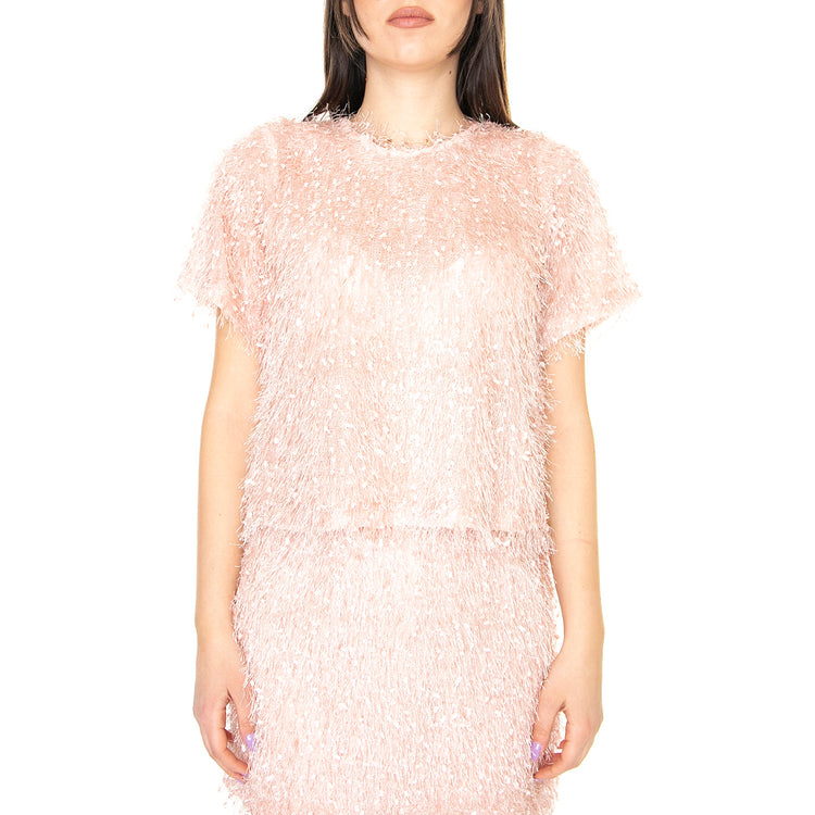 Top de Manga Corta con Flecos Rosa - Top Donna Rosa 31W/11251 . WILD PONY 