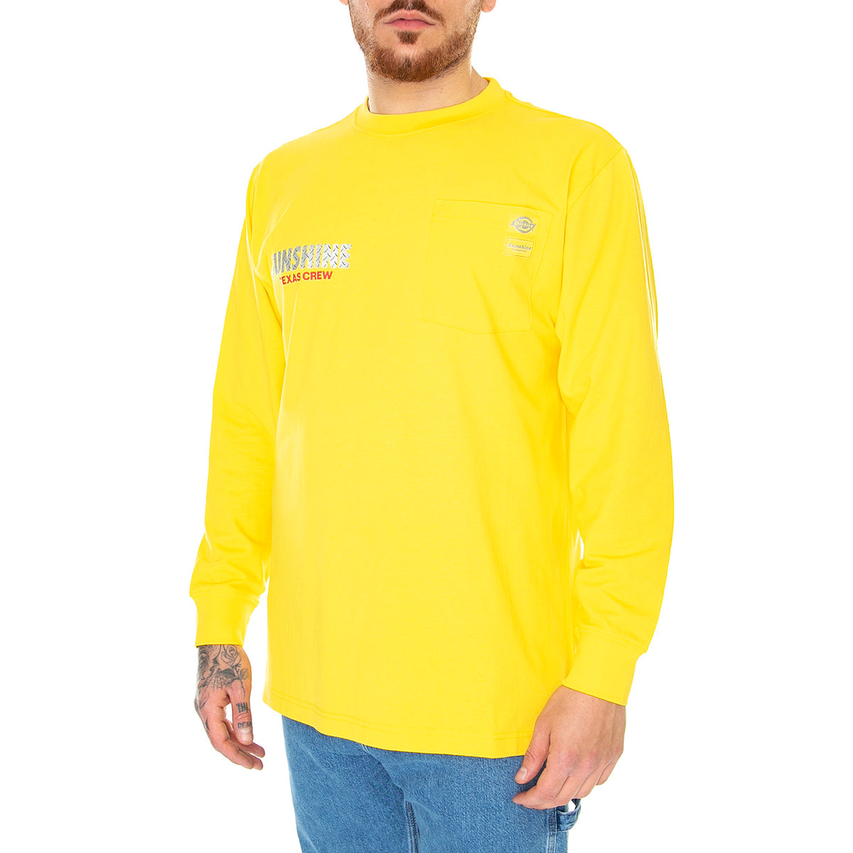 Nys LS Yexas Crew Tee Dark Yellow - Maglietta Maniche Lunghe Uomo Gialla DK0A4Y4GD621 . DICKIES 