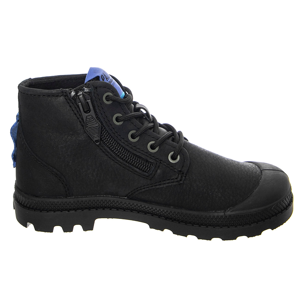 Pampa Supply  Lth Black / Black - Scarpe Stringate Profilo Alto Bambino Nere PAK58366-001-M . PALLADIUM 
