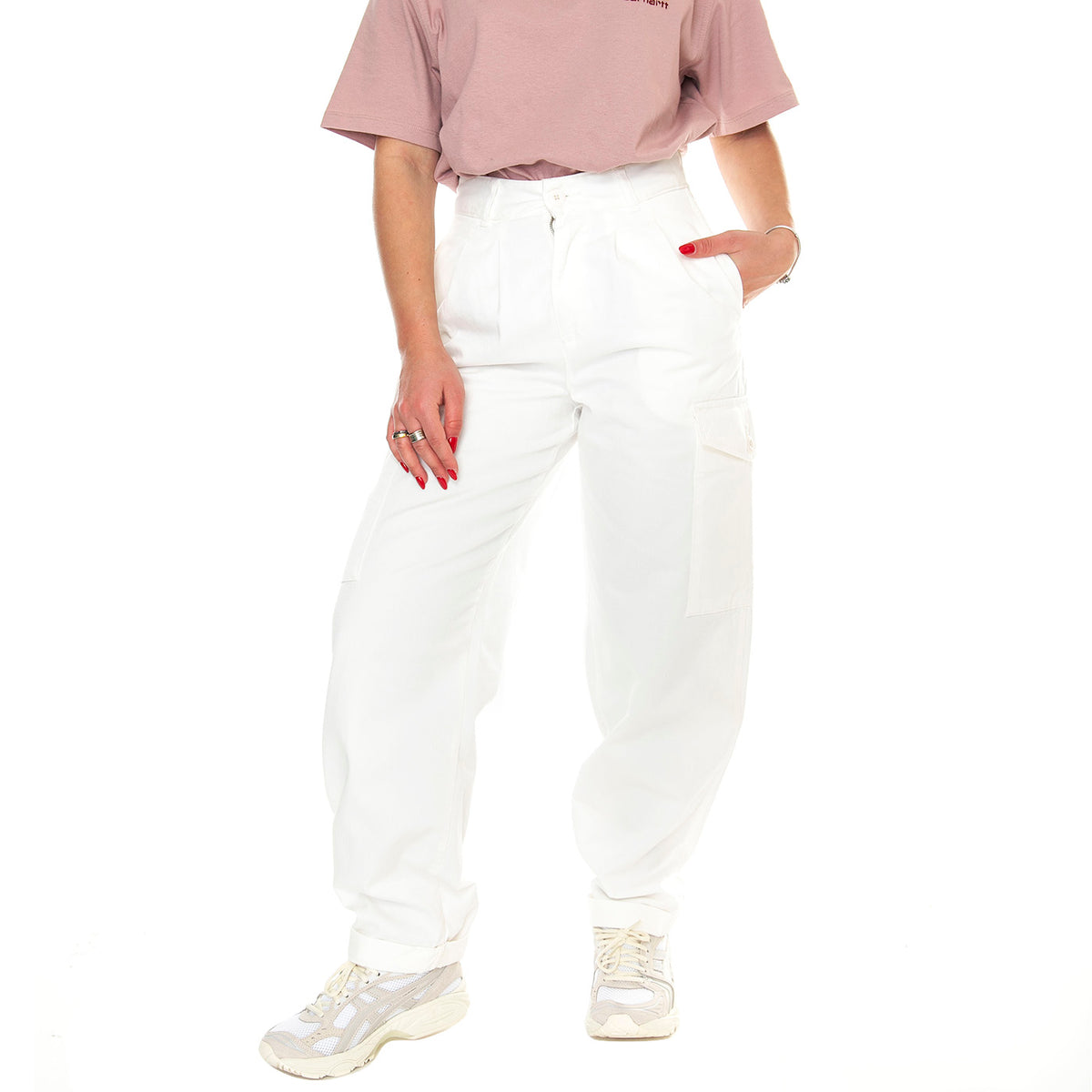 W' Collins Pant Wax /garment dyed - Pantaloni Cargo Donna Bianchi I029789.D6GD . CARHARTT WIP 