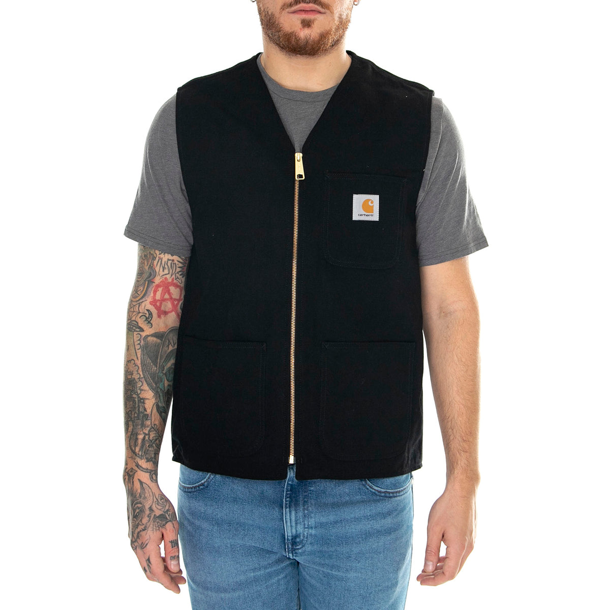 ARBOR VEST BOURBON / AGED CANVAS BLACK - Gilet Uomo Nero I031521.1YH3K . CARHARTT WIP 