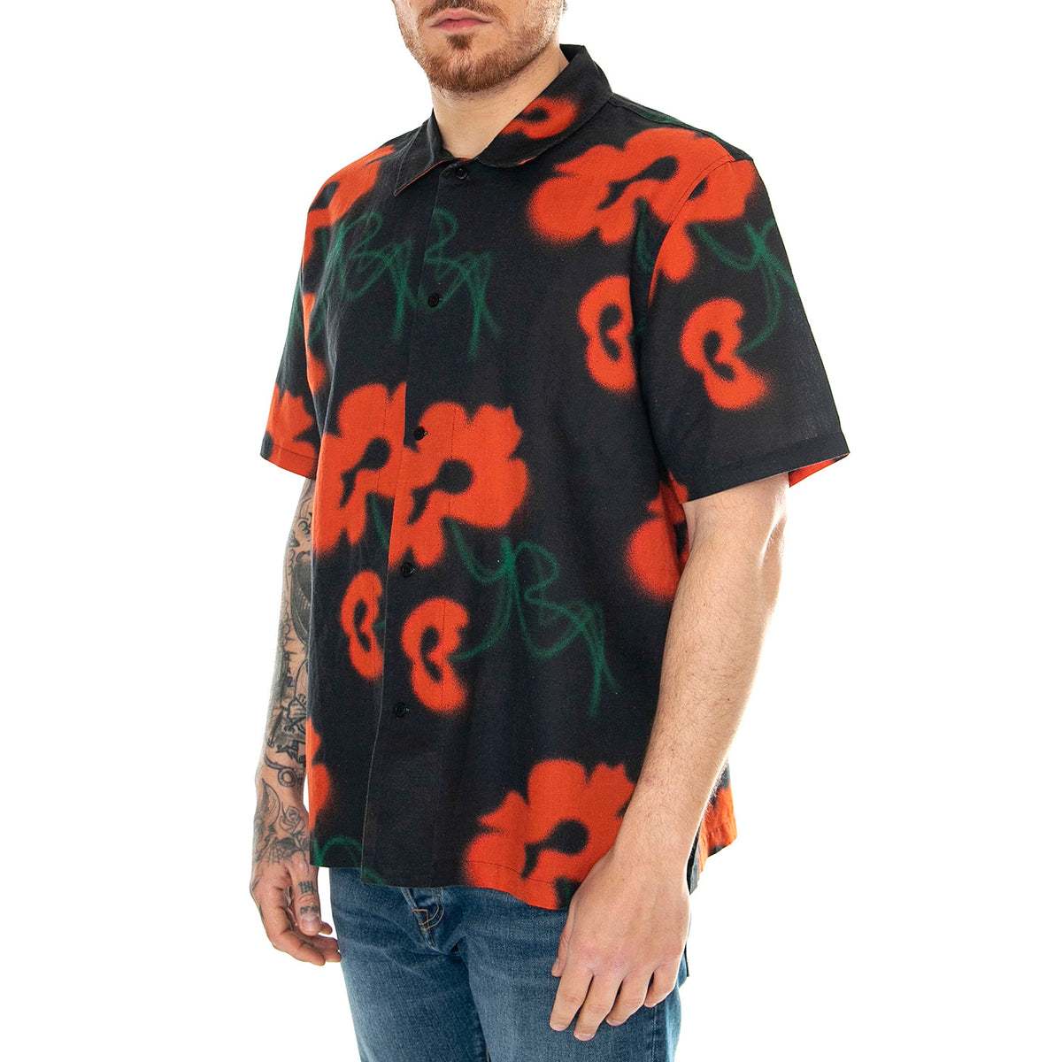 Garden Society Shirt SS Red / Black - Camicia Maniche Corte Uomo Multicolore I033388.60B.67. . EDWIN 
