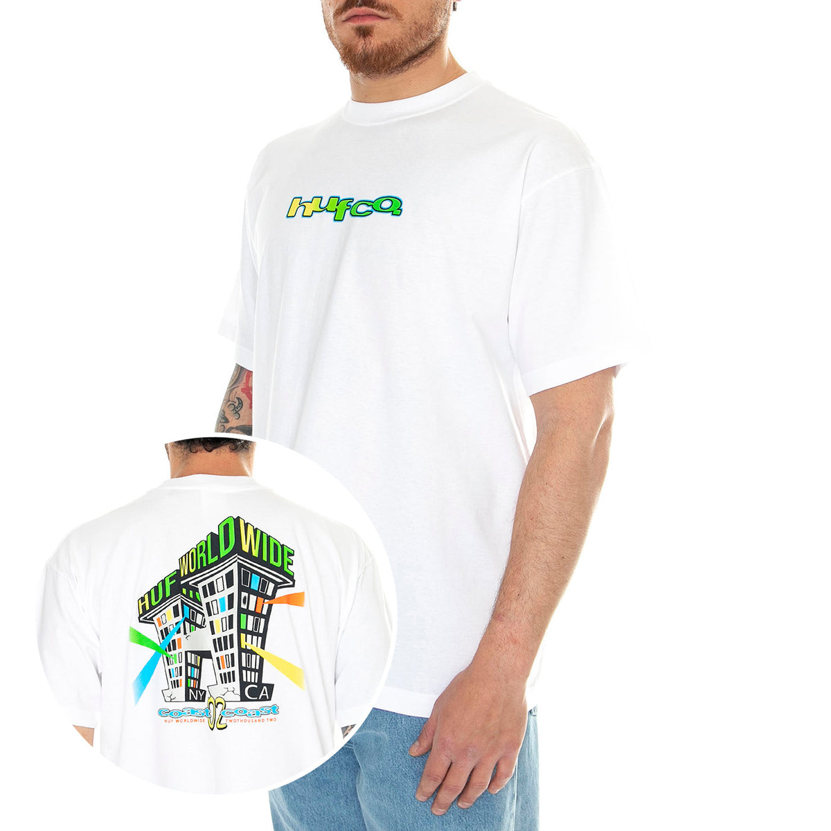 Club House S/S Tee White - Maglietta Girocollo Uomo Bianca TS02176-WHITE . HUF 