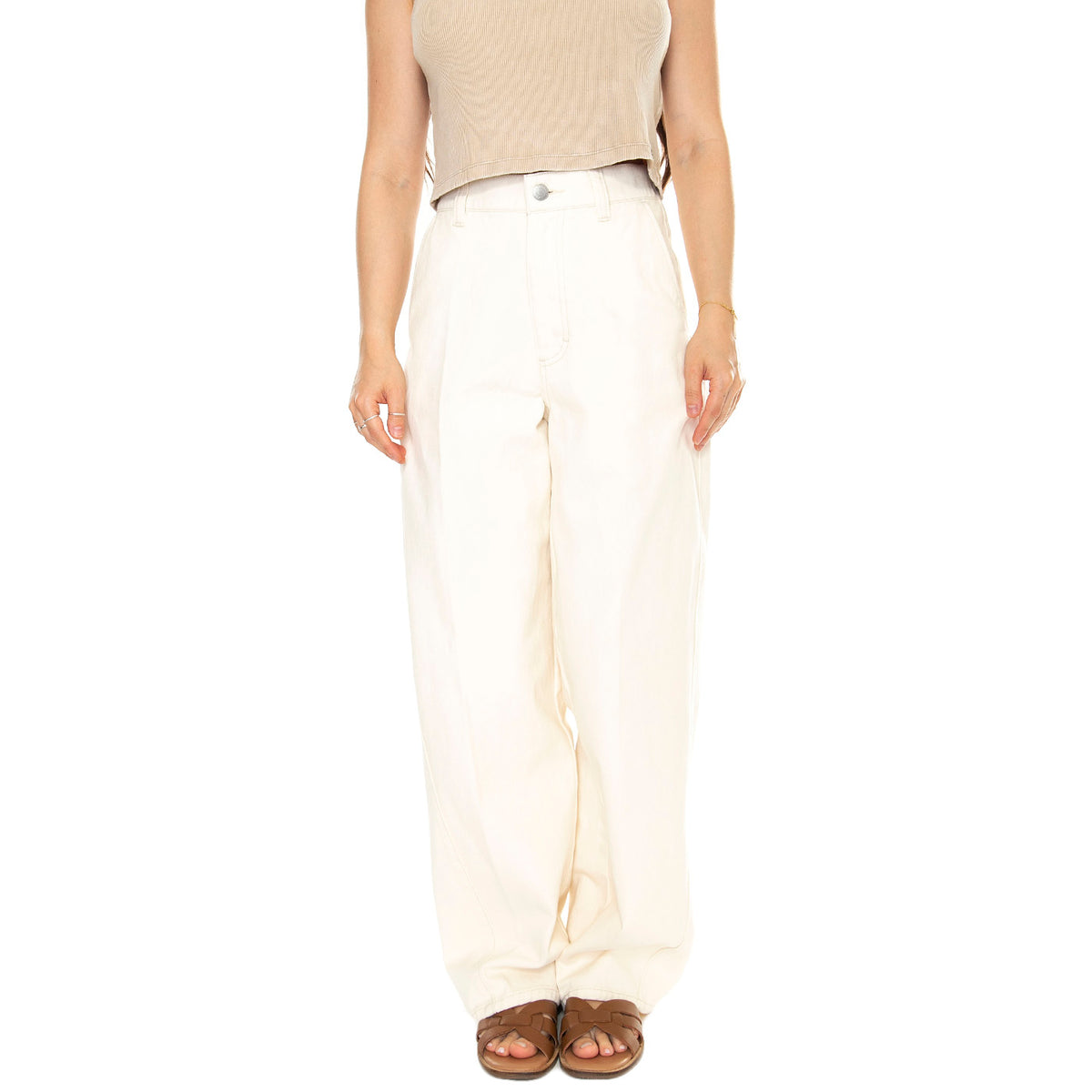 Obey Lily Carpenter Denim Unbleached - Pantaloni Denim Jeans Donna Beige 242010052-UBL . OBEY 