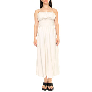 Vestido Midi Satinado Tirantes Blanco - Abito Donna Bianco 41W/11238 . WILD PONY 