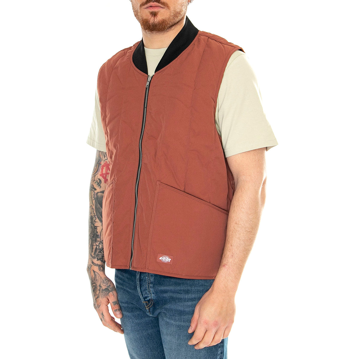 Quilted Vest Nin Mahogany - Giacca Smanicata Uomo Rossa DK0A4YVGH441 . DICKIES 