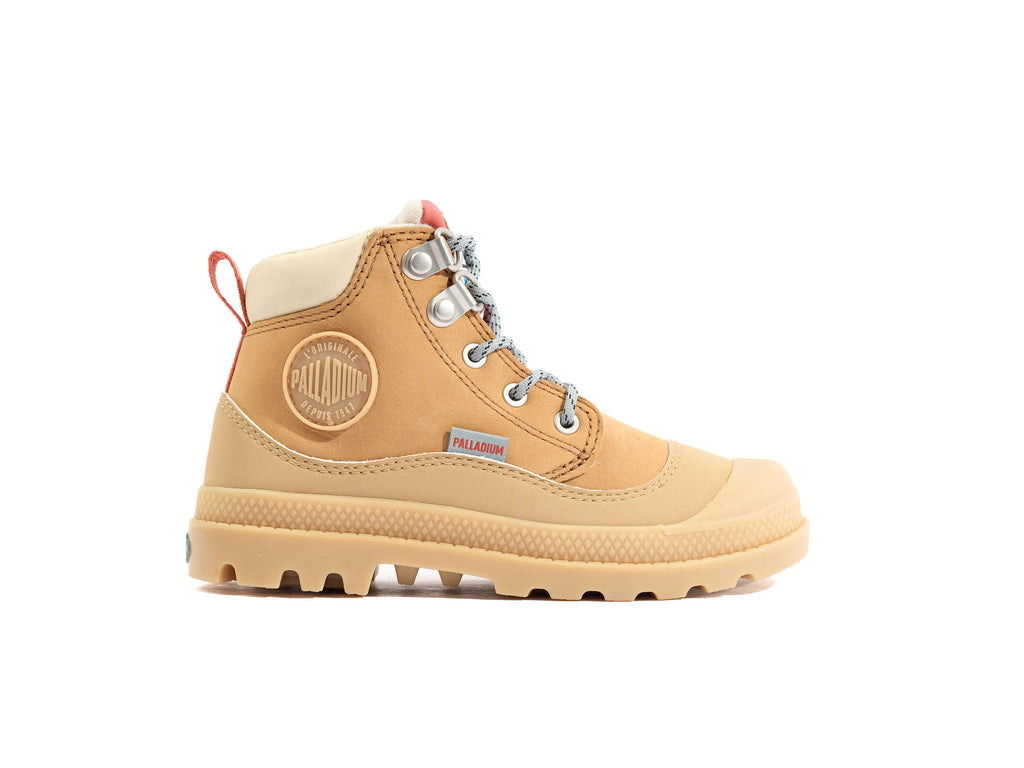 Pampa Hi Cuff Hkr Wp Dear Brown - Scarpe Stringate Profilo Alto Bambini Marroni PAK58891-252-M . PALLADIUM 