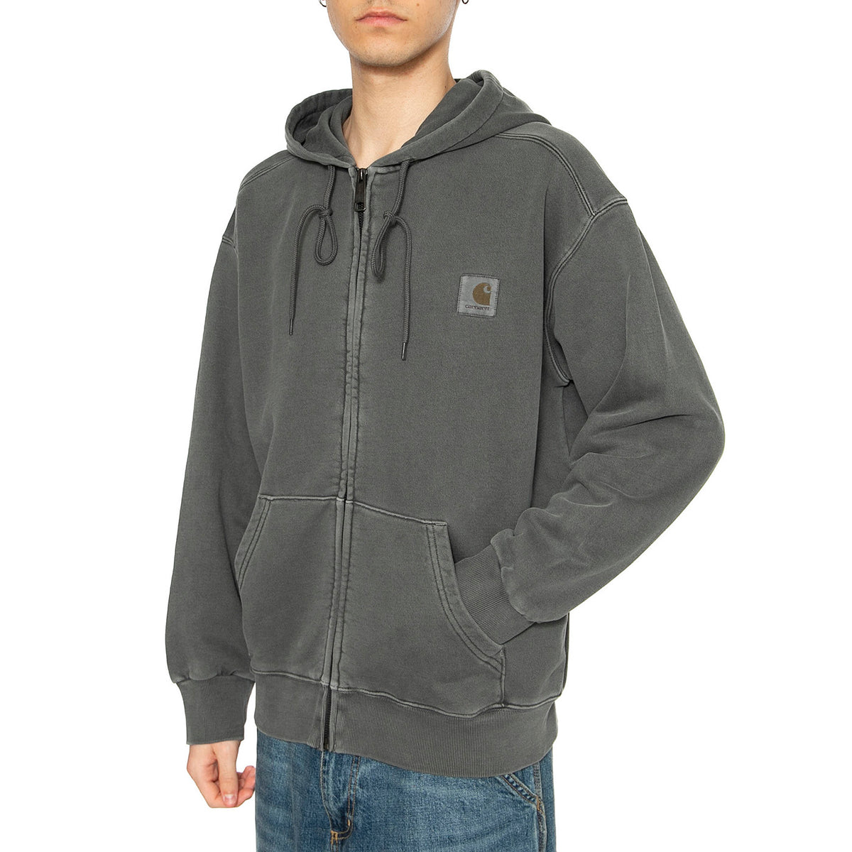 Hooded Nelson Jacket Graphite - Felpa con Cappuccio e Zip Uomo Grigia I033064.87GD . CARHARTT WIP 